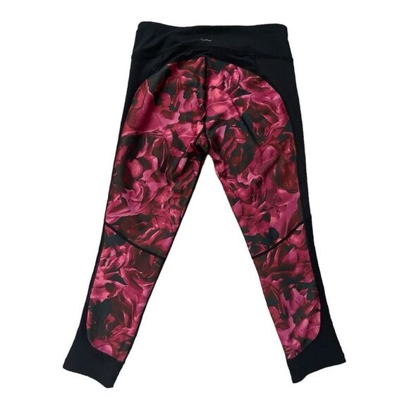 Calia mesh slit 7/8 legging Dusk Floral Woman’s Size Medium Black Pink Roses - Picture 6 of 8